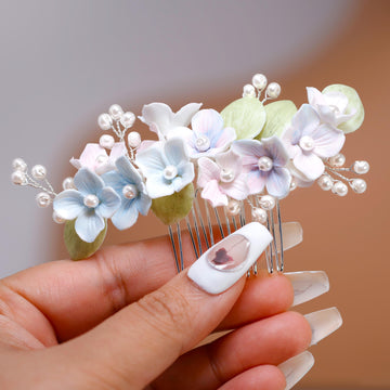 Porcelain/Ceramic Spring Serenade Hair comb, Bridal Hair piece, Bridal Hair Accessories, Wedding Hair Accessory.